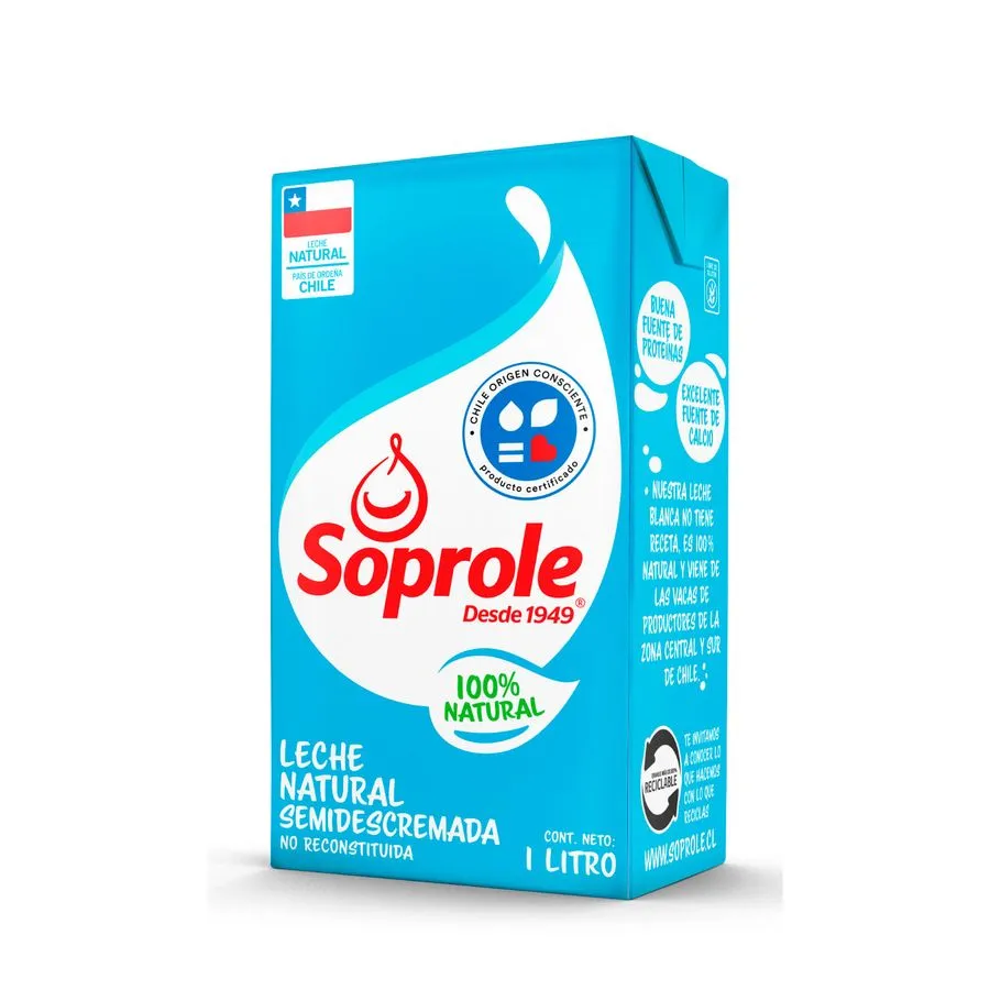 Leche Semidescremada Natural Soprole 1Lt.