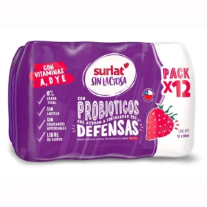 Probióticos Sin Lactosa Frutilla Surlat Pack 12 Unidades.