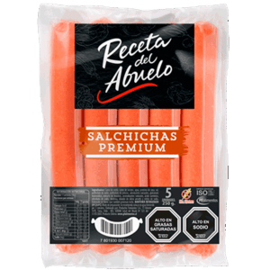 Salchichas Receta del Abuelo Premium 5 Unidades 250 Gramos.