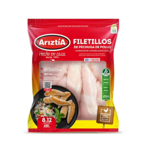 Filetillos De Pechuga De Pollo Congelado Ariztía 650 Grs.