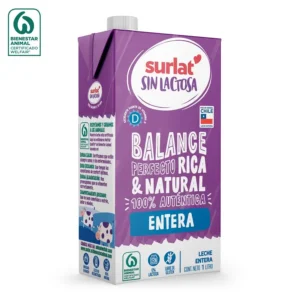 Leche Entera Sin Lactosa Surlat 1 Litro.