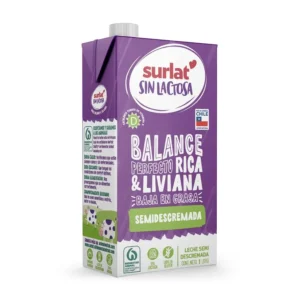 Leche Semidescremada Sin Lactosa Surlat 1 Litro.