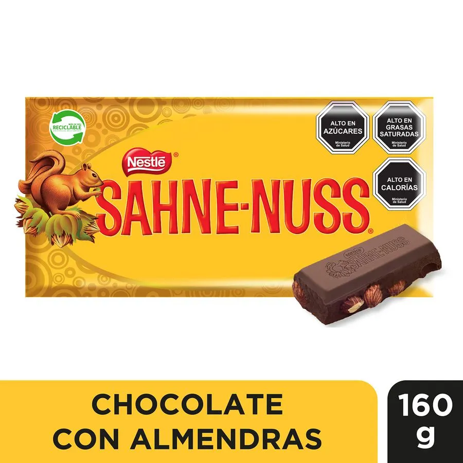 Chocolate Sahne Nuss Barra Nestlé 160 Gramos.