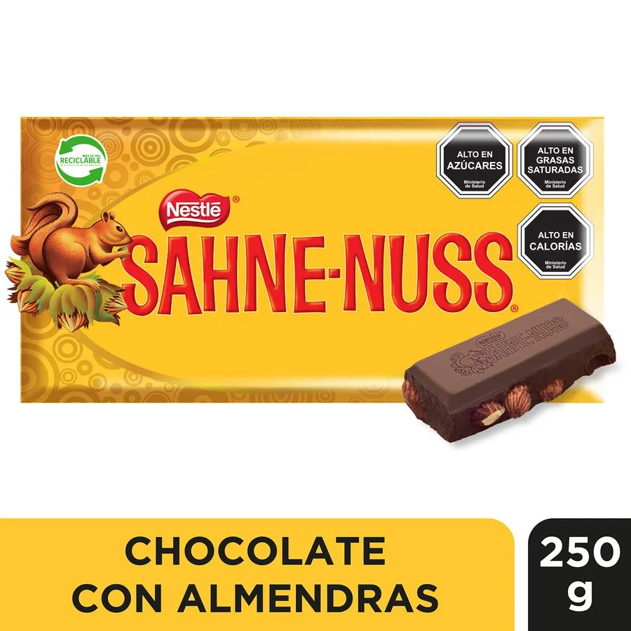 Chocolate Sahne Nuss Barra Nestlé 250 Gramos.