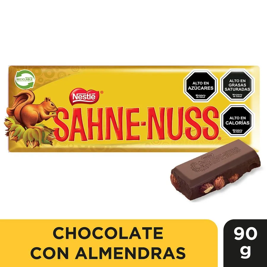 Chocolate Sahne Nuss Barra Nestlé 90 Gramos.
