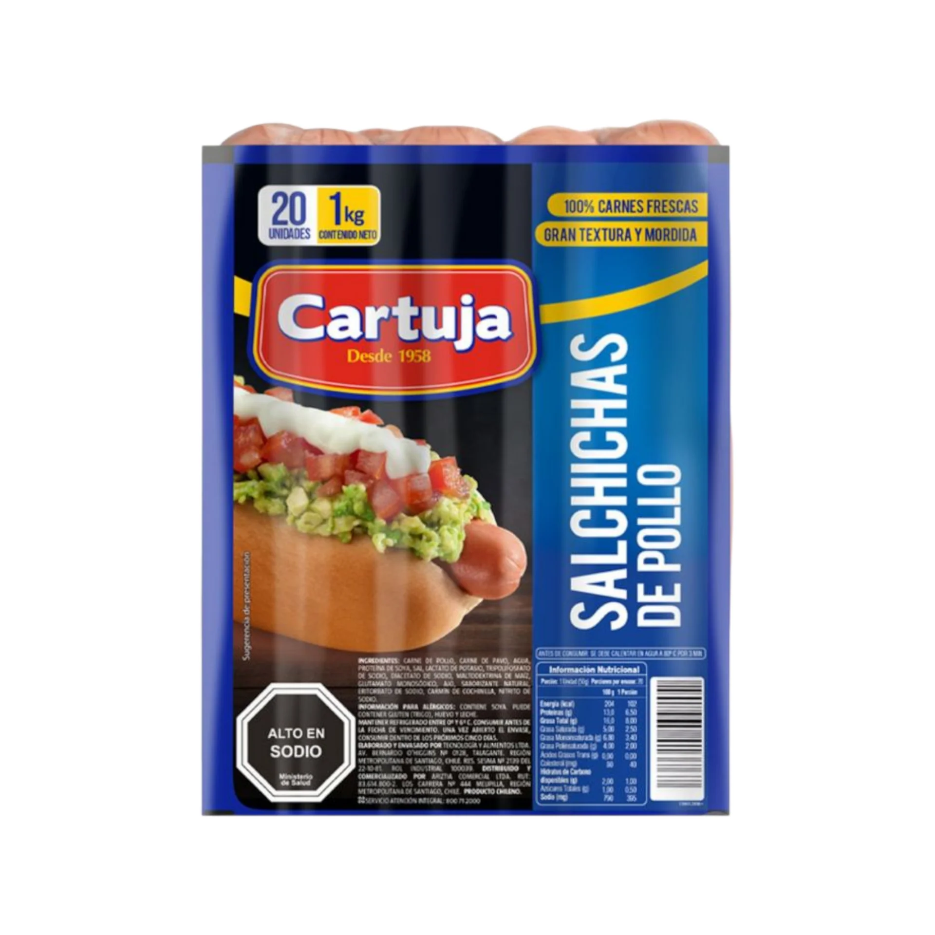 Salchicha De Pollo La Cartuja 20 Unidades 1 Kilo